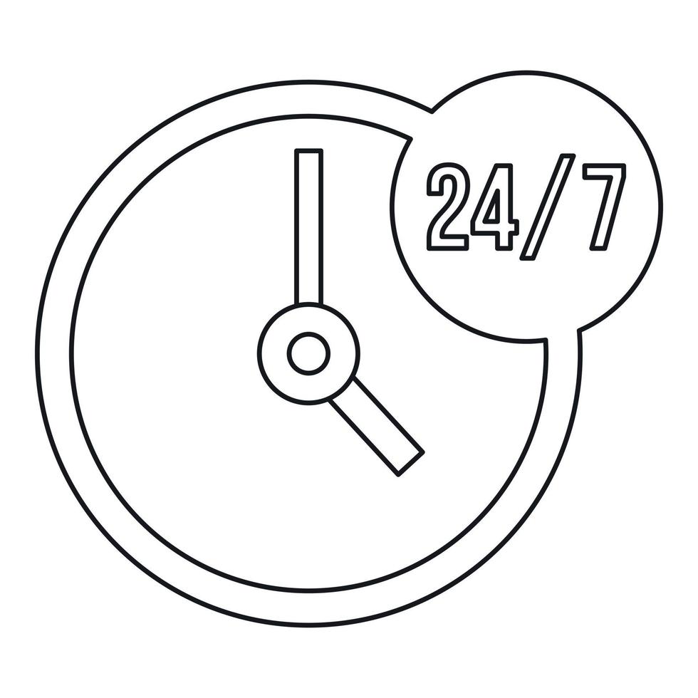 Kundenservice 24 7 Symbol, Umrissstil vektor