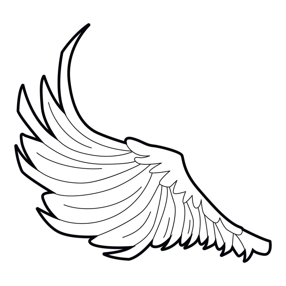 Vogel großes Flügelsymbol, Umrissstil vektor