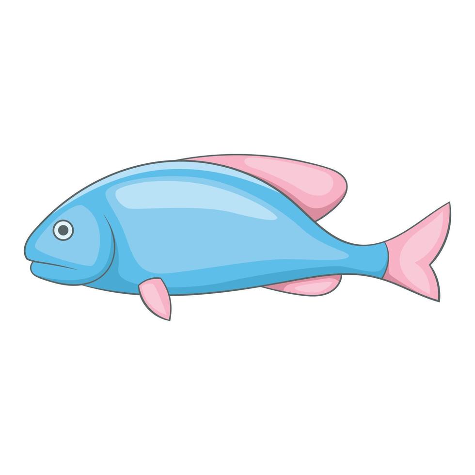blå fisk med rosa fenor ikon, tecknad serie stil vektor