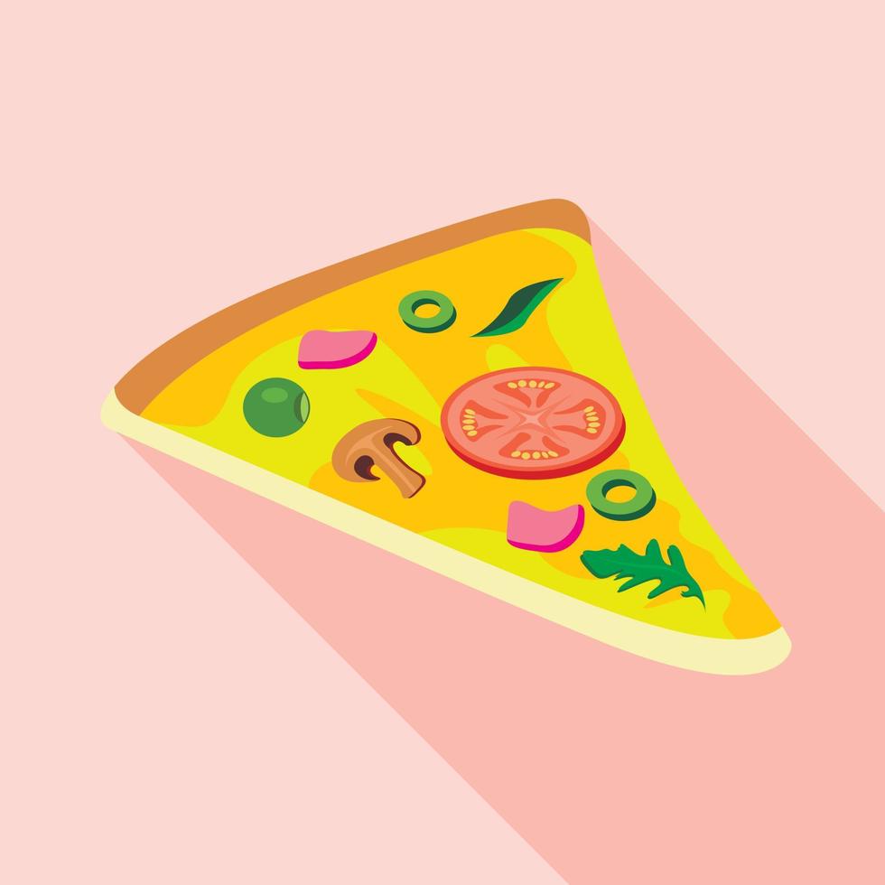 Stück Pizza mit Pilzen, Wurst, Oliven-Symbol vektor