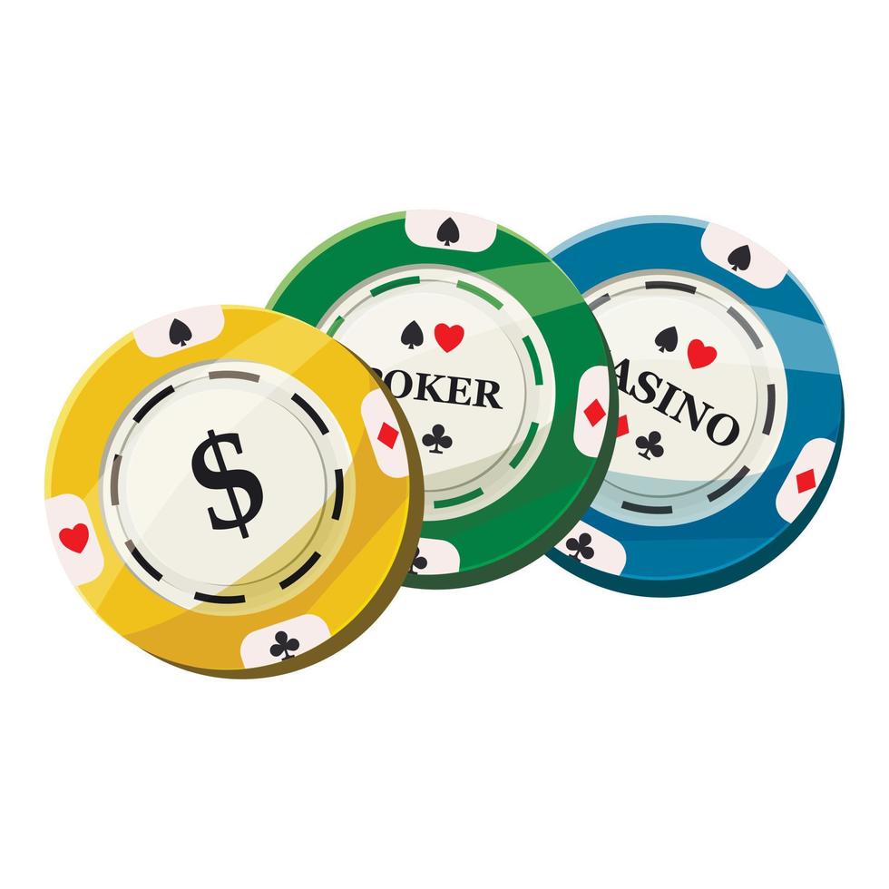 bunte Casino-Token-Symbol, Cartoon-Stil vektor