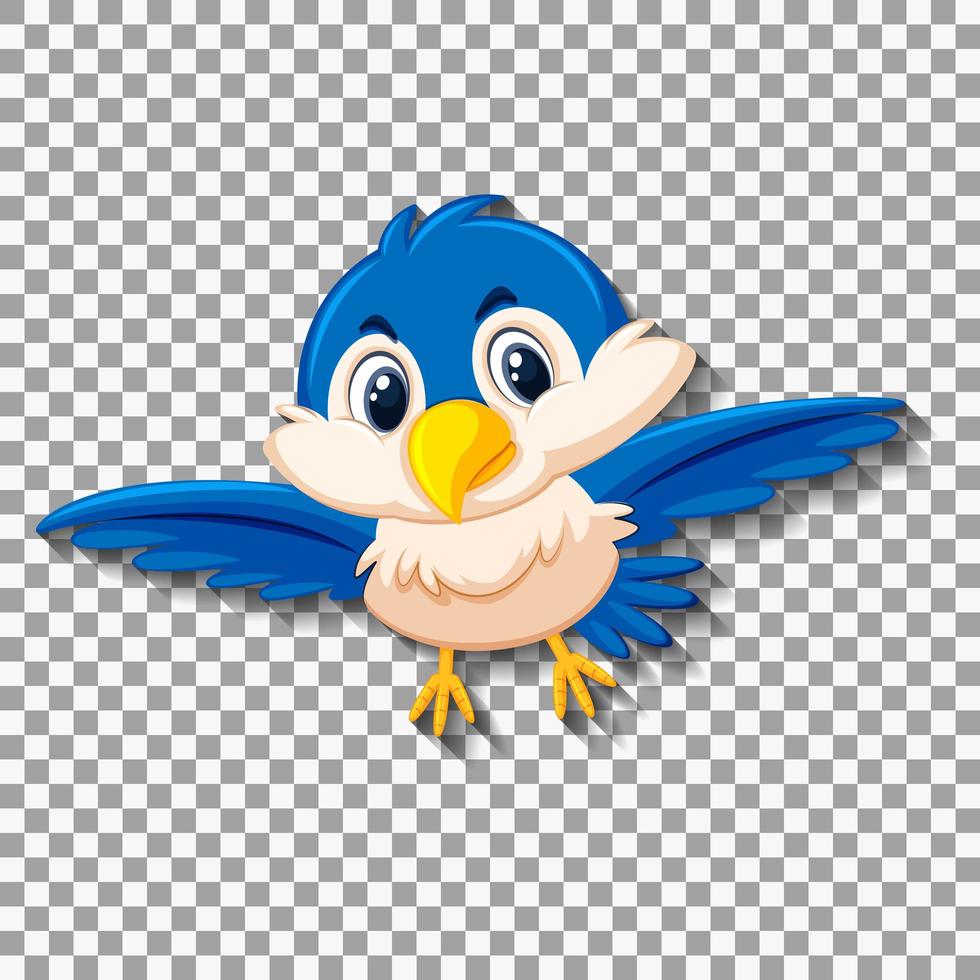 söt blå fågel seriefigur vektor