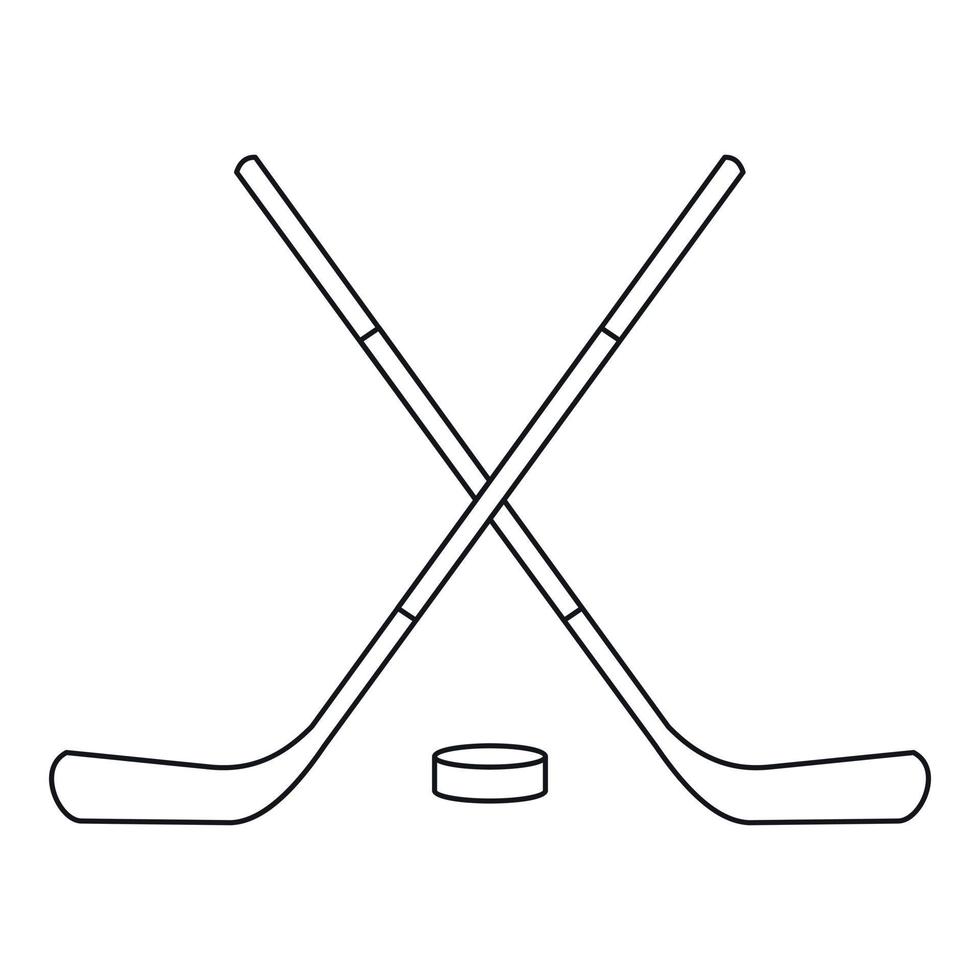 Hockeyschläger und Puck-Symbol, Umrissstil vektor