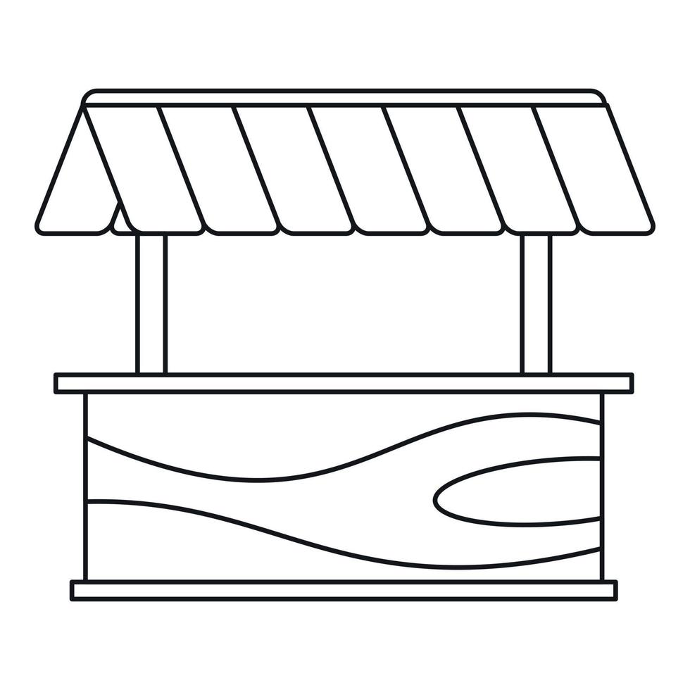 Straßenstand mit Markisensymbol, Umrissstil vektor