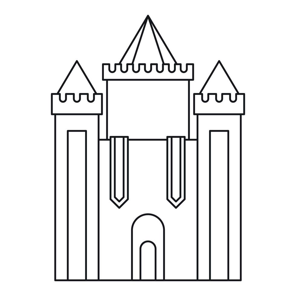 mittelalterliche schlossikone, umrissstil vektor