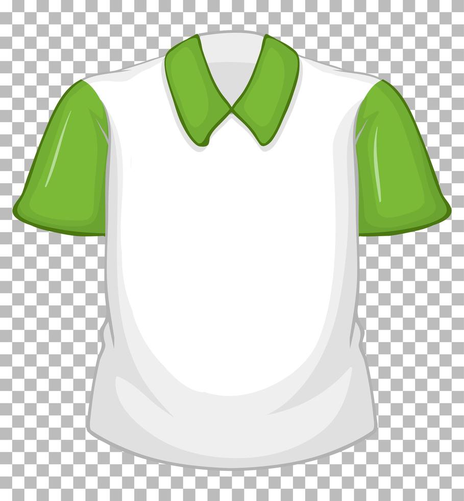 leeres weißes Hemd mit grünen kurzen Ärmeln vektor