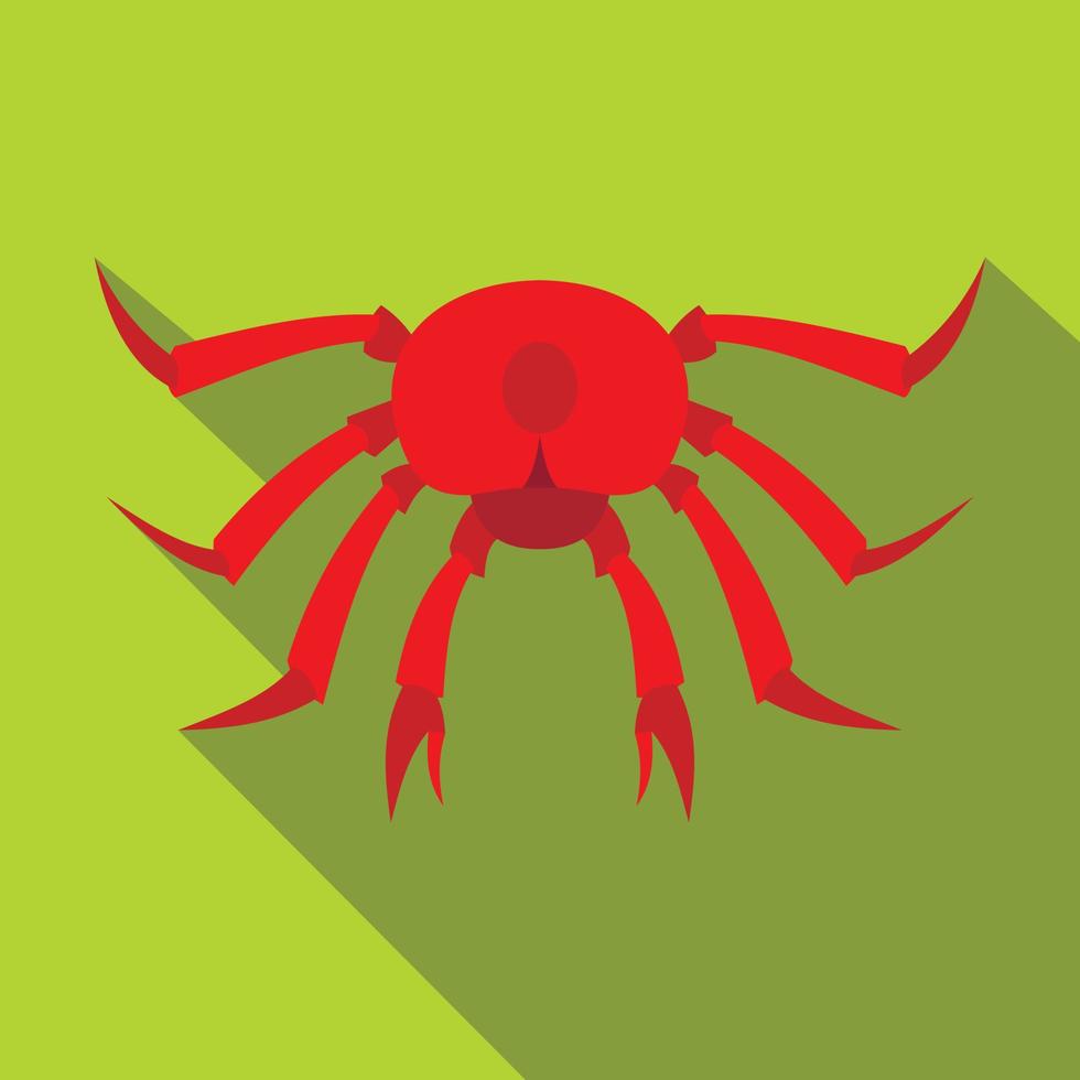 röd krabba ikon, platt stil vektor