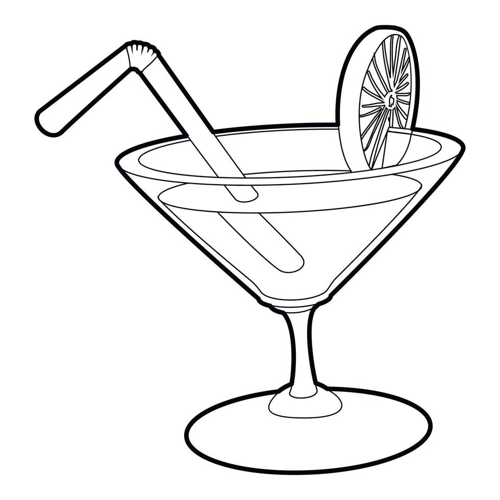 cocktail ikon, översikt stil vektor