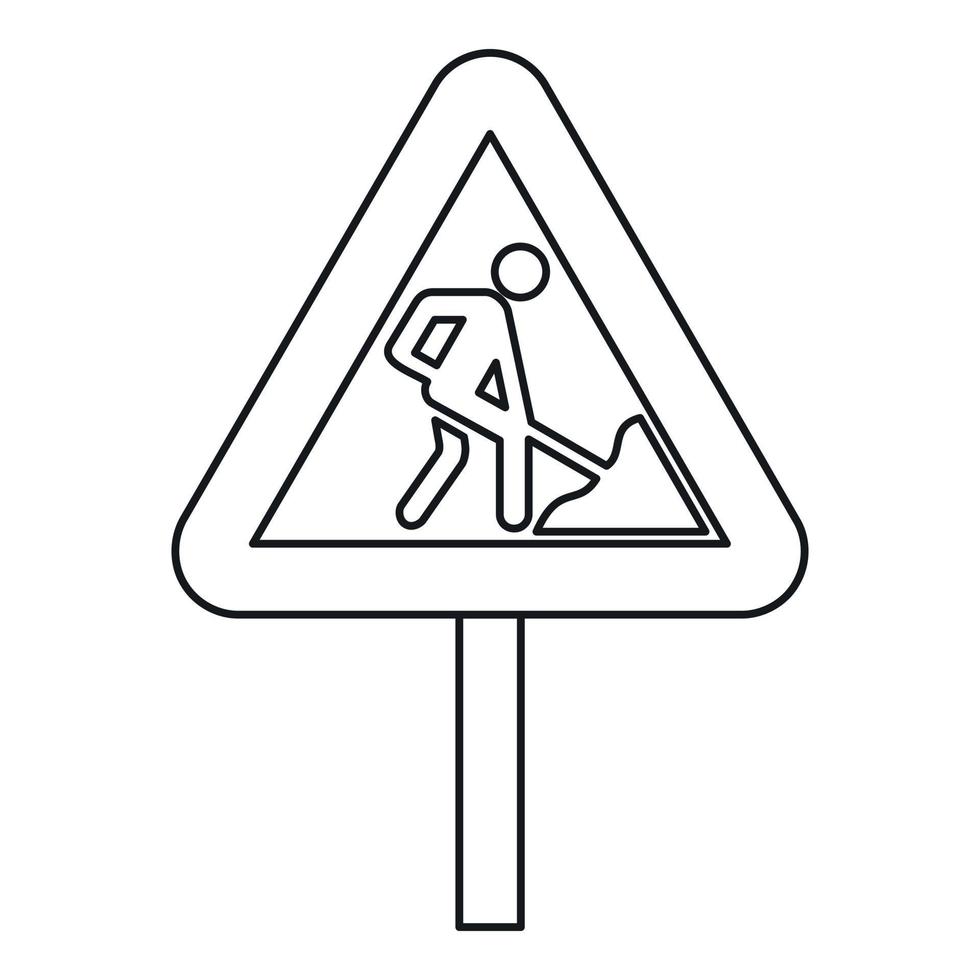 Straßenarbeiten Warnung Verkehrszeichen Symbol Umriss Stil vektor