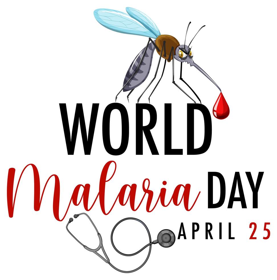 värld malaria dag banner med mygga vektor