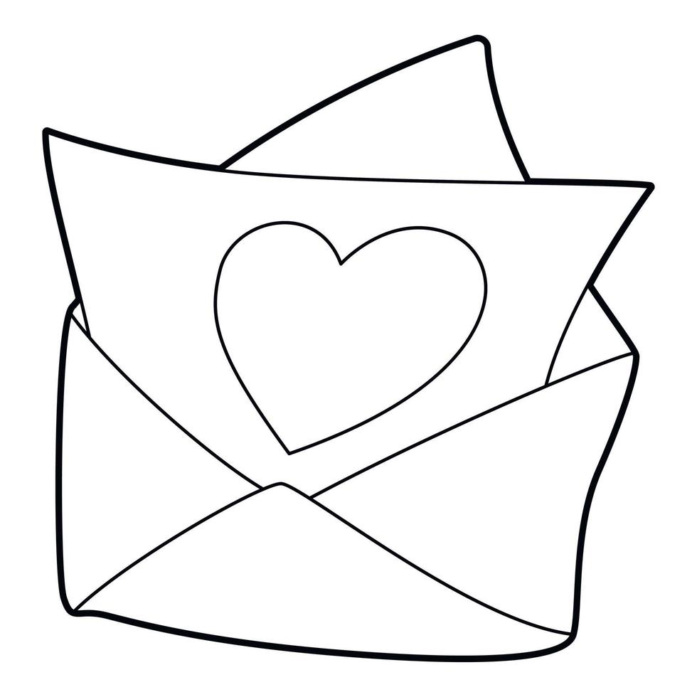 kärlek brev ikon, översikt stil vektor