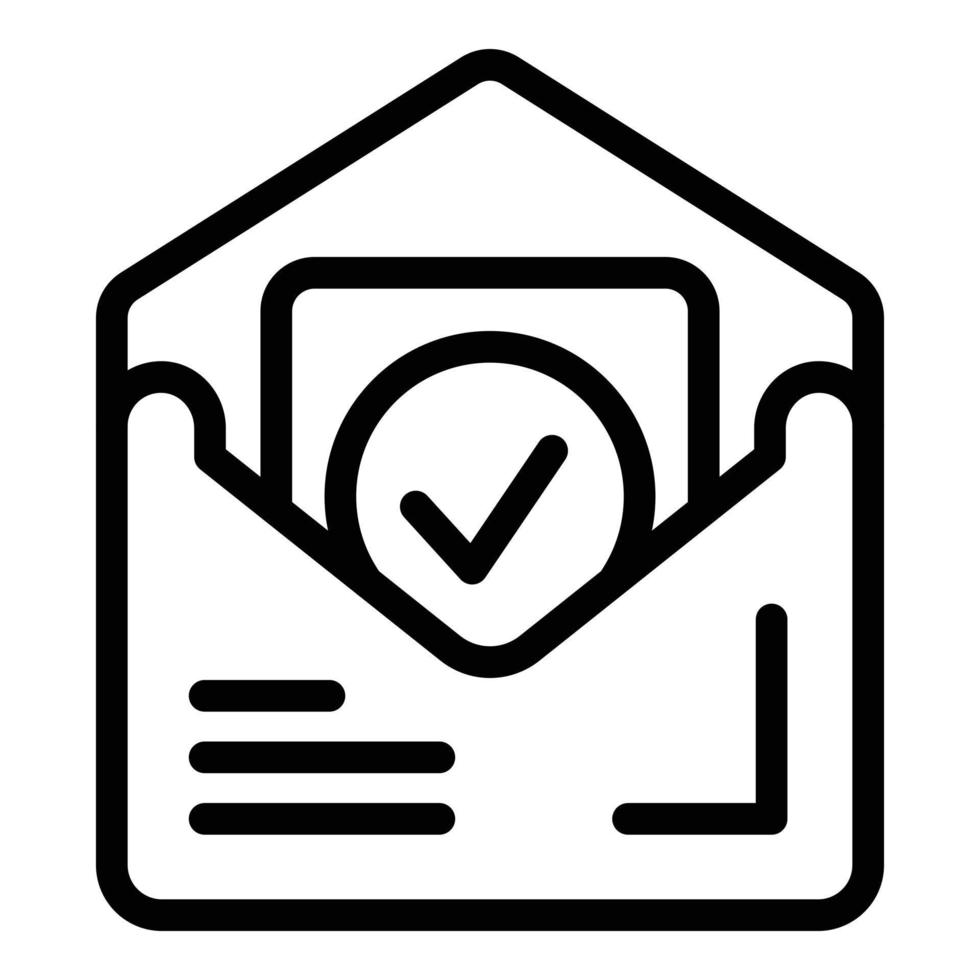 E-Mail-Genehmigungssymbol-Umrissvektor. Dokumentenausleihe vektor
