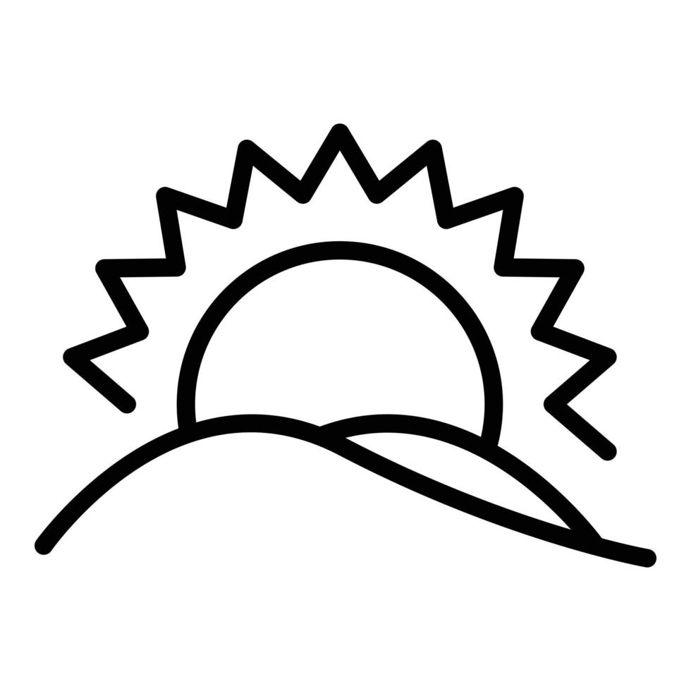 varm öken- Sol ikon översikt vektor. arabicum läger vektor