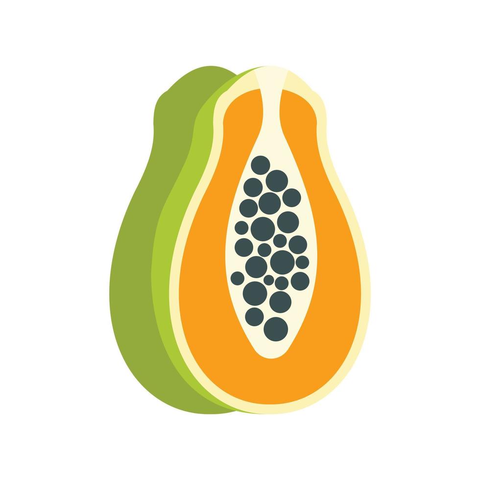 skivad färsk papaya ikon, platt stil vektor
