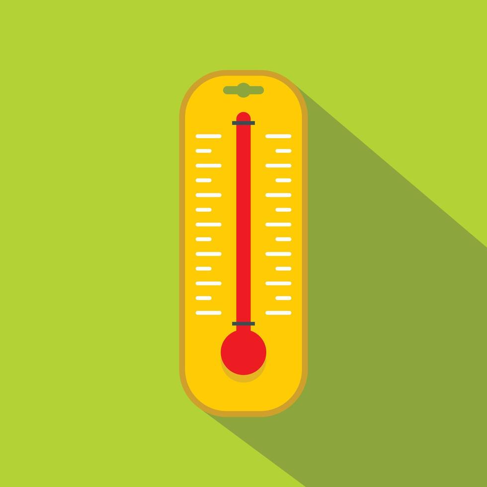 gelbes Thermometer-Symbol, flacher Stil vektor