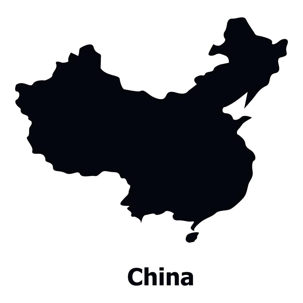 Kina Karta ikon, enkel stil vektor