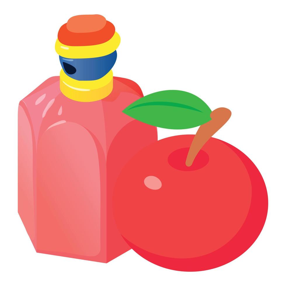 lyx parfym ikon isometrisk vektor. skön flaska av parfym och röd äpple vektor
