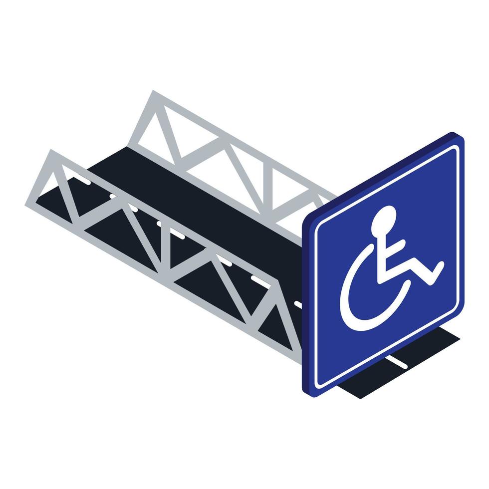 Handicap-Schild-Symbol isometrischer Vektor. Straßenbrücke und Informationsschild vektor