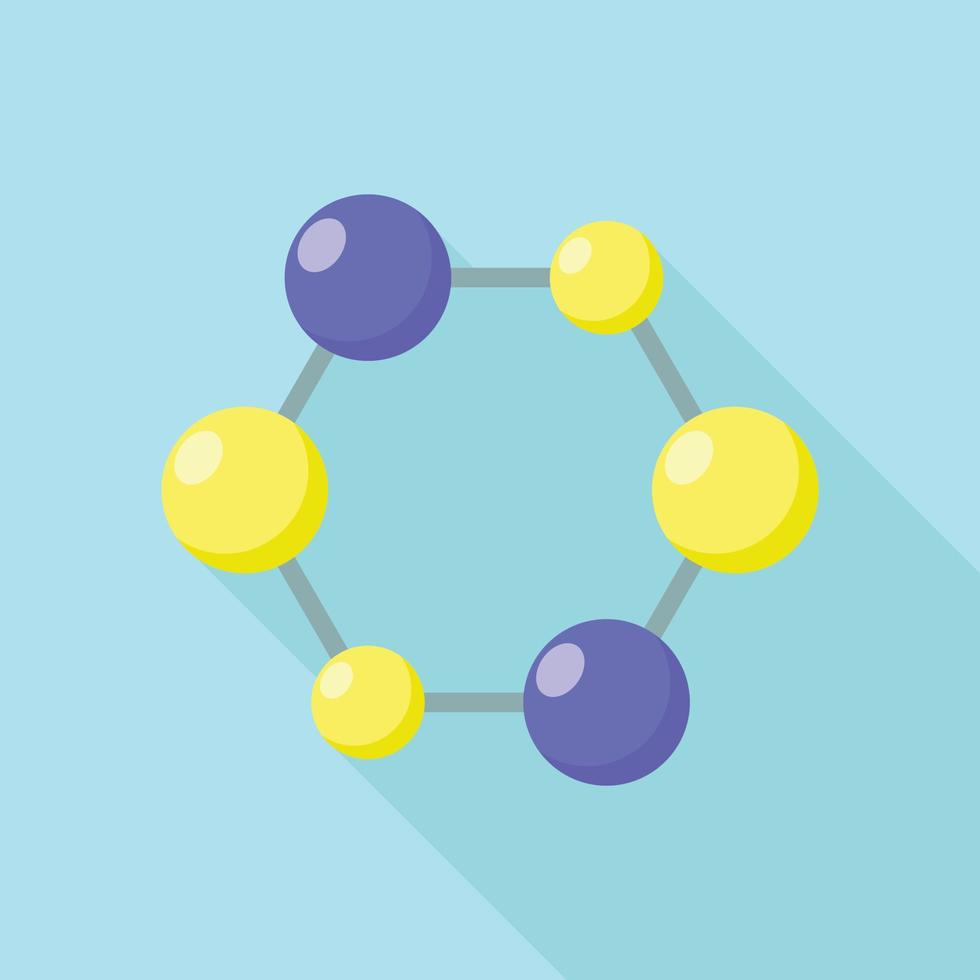 hexagonal molekyl ikon, platt stil vektor
