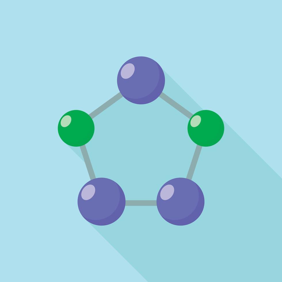 femhörning molekyl ikon, platt stil vektor