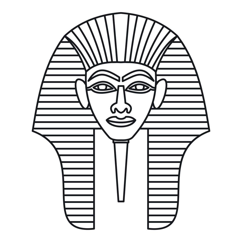 egyptisk faraoner mask ikon, översikt stil vektor