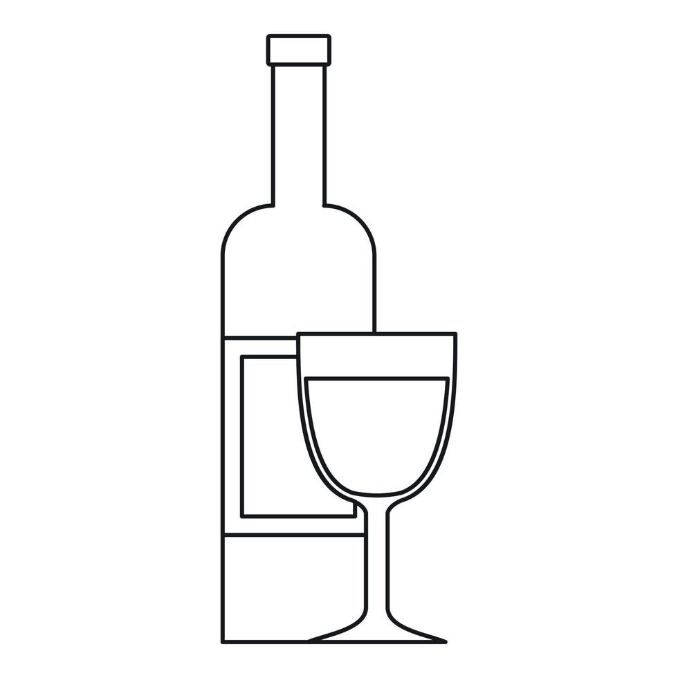 glas av vin och en flaska ikon, översikt stil vektor