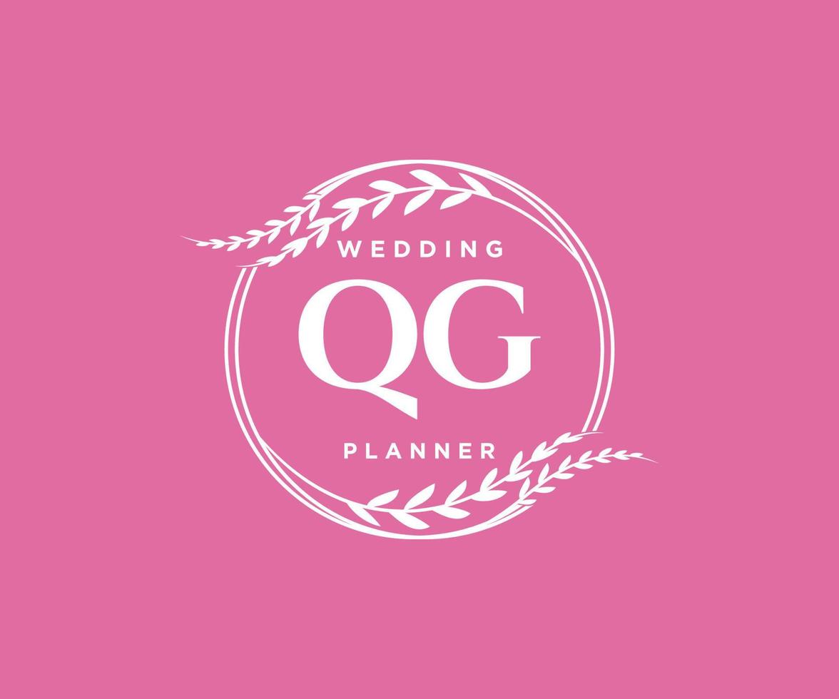 qg initialen brief hochzeitsmonogramm logos sammlung, handgezeichnete moderne minimalistische und florale vorlagen für einladungskarten, save the date, elegante identität für restaurant, boutique, café im vektor