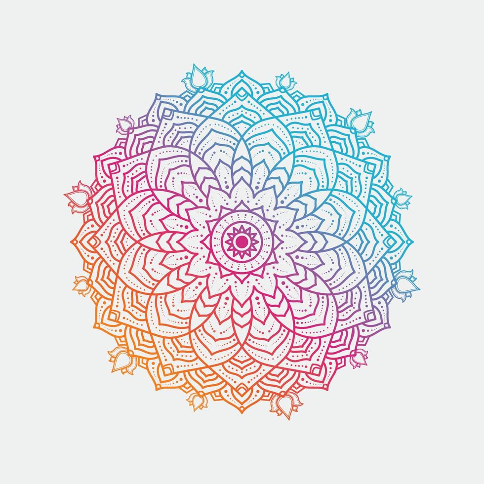 Mandala mit rundem Farbverlauf auf weißem, isoliertem Hintergrund. Vektor-Boho-Mandala und rosa Farben. Mandala-Vektor mit floralen Mustern. vektor