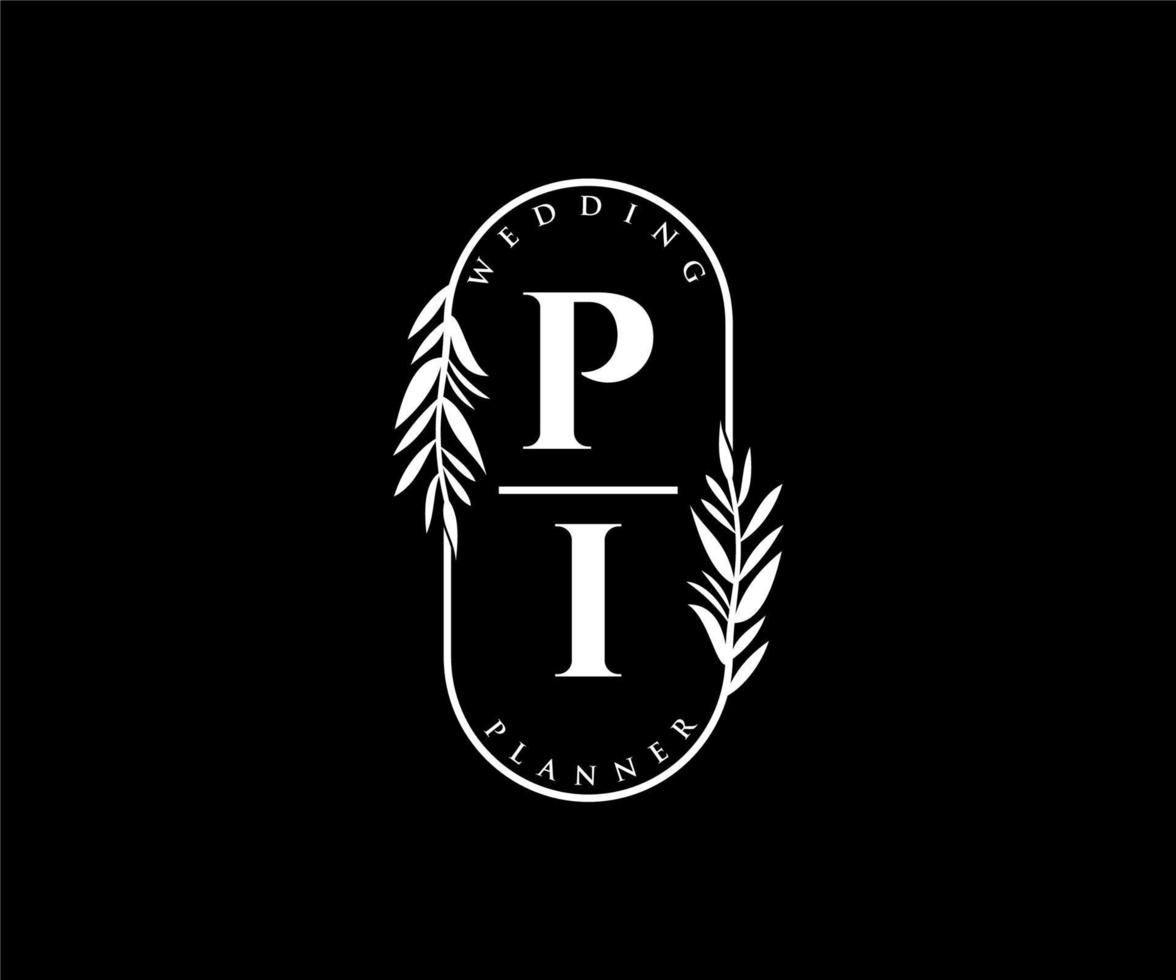 pi initialer brev bröllop monogram logotyper samling, hand dragen modern minimalistisk och blommig mallar för inbjudan kort, spara de datum, elegant identitet för restaurang, boutique, Kafé i vektor