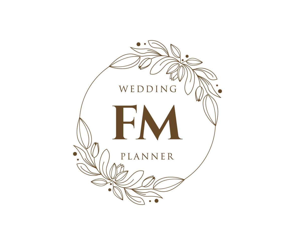 fm initialer brev bröllop monogram logotyper samling, hand dragen modern minimalistisk och blommig mallar för inbjudan kort, spara de datum, elegant identitet för restaurang, boutique, Kafé i vektor