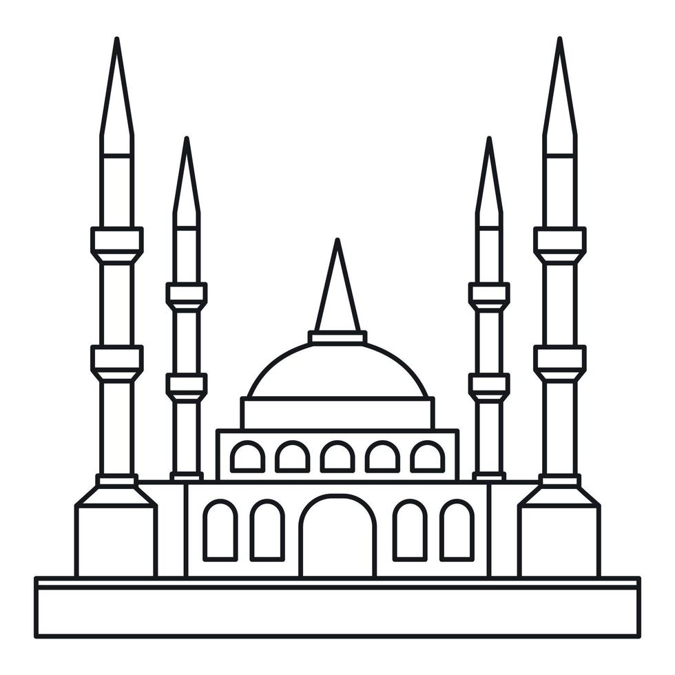 muslim moské ikon, översikt stil vektor