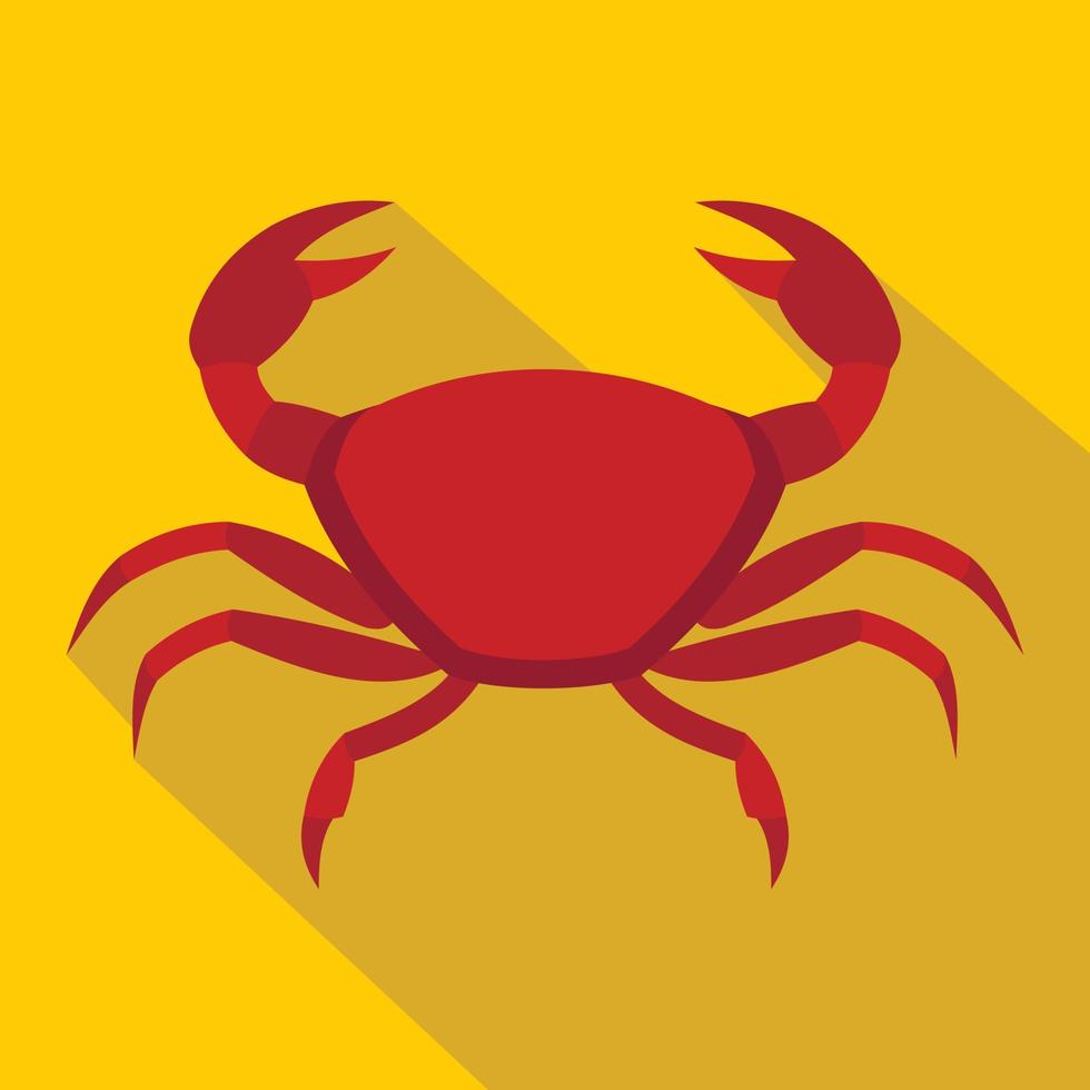 röd krabba ikon, platt stil vektor