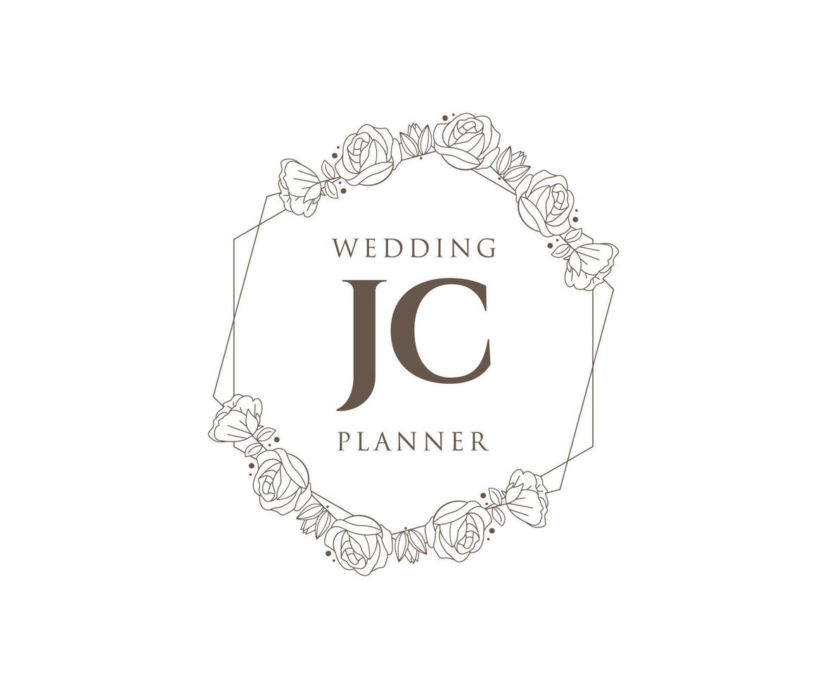 jc initialer brev bröllop monogram logotyper samling, hand dragen modern minimalistisk och blommig mallar för inbjudan kort, spara de datum, elegant identitet för restaurang, boutique, Kafé i vektor