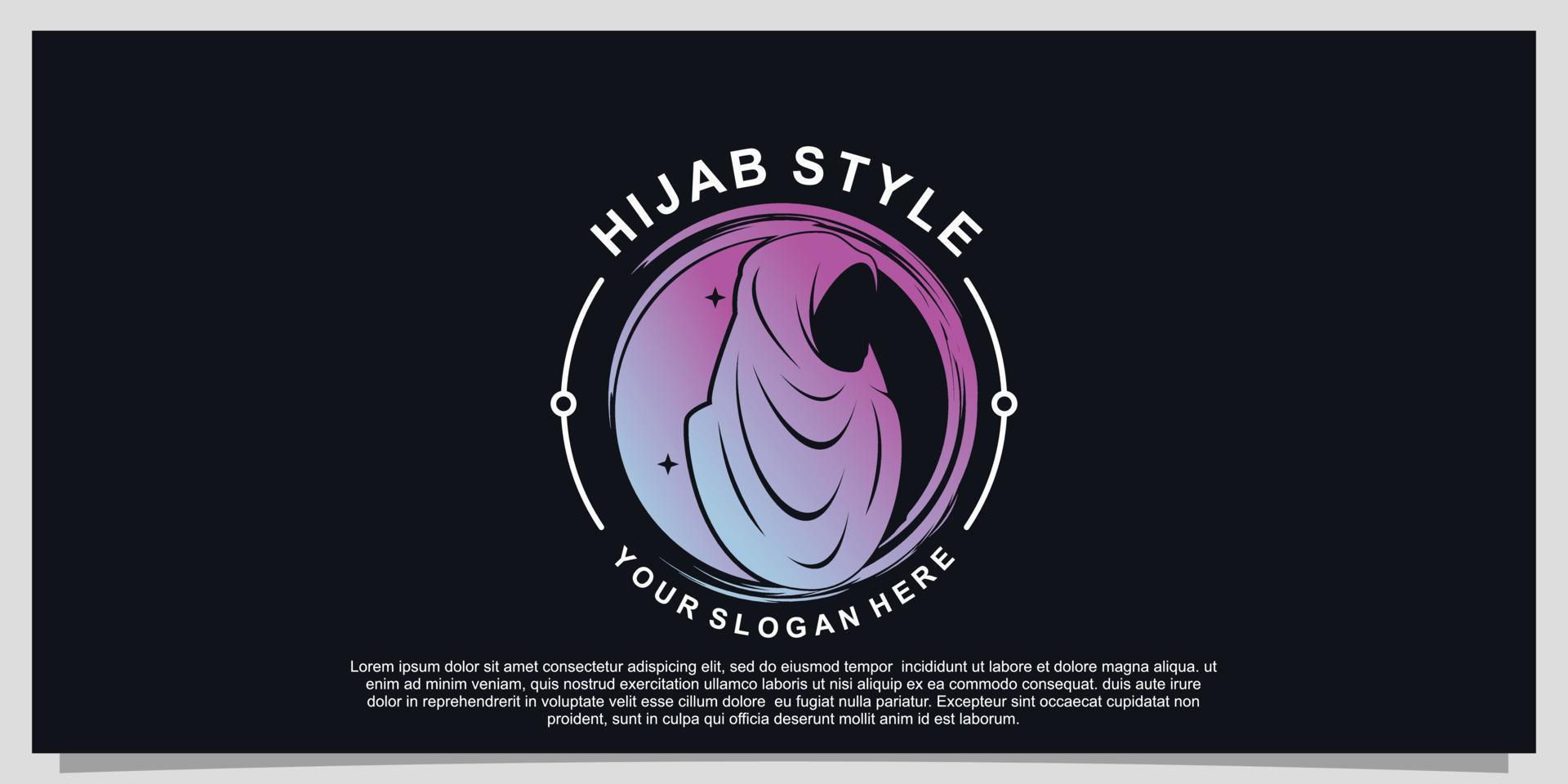 Logo-Design im Hijab-Stil für Hijab- oder Schalmode-Muslimah mit einzigartigem Konzept Premium-Vektor Teil 3 vektor