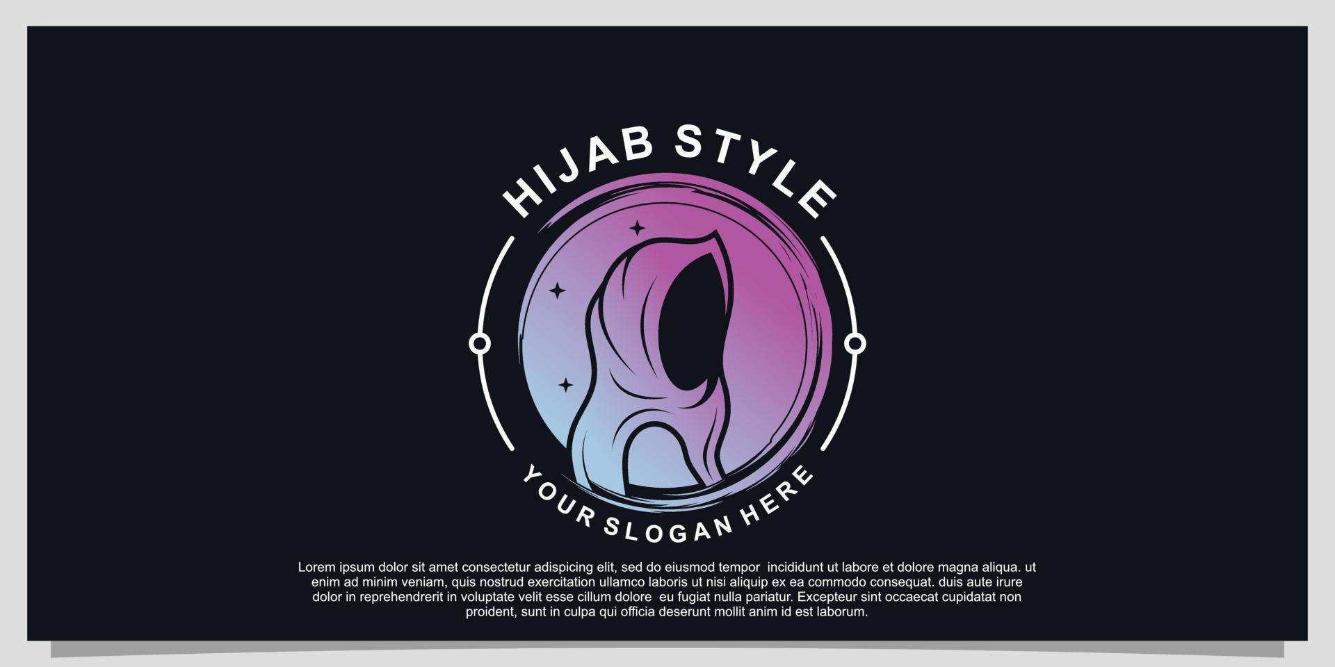 hijab stil logotyp design för hijab eller scarf mode muslim med unik begrepp premie vektor del 1