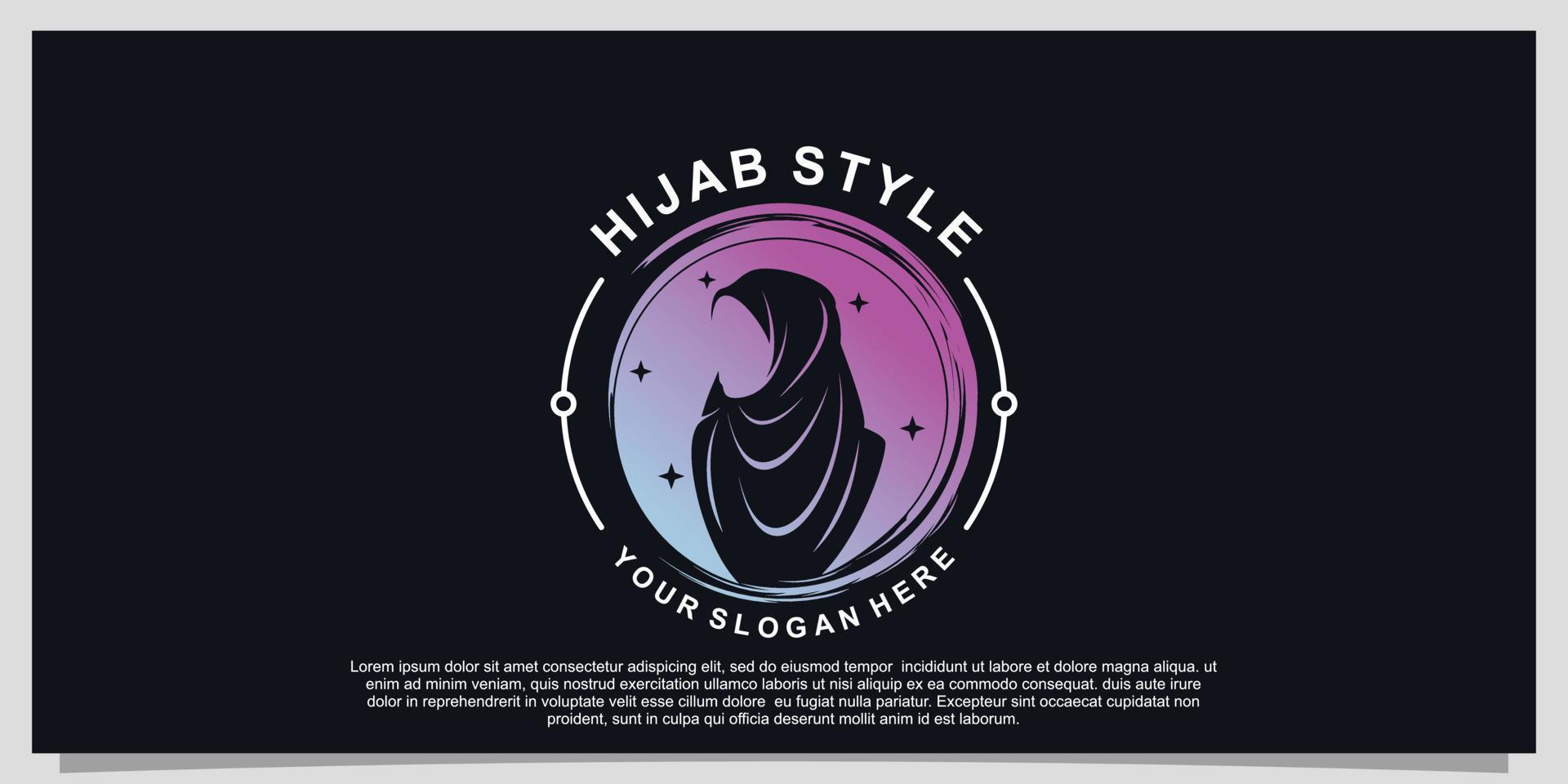 Logo-Design im Hijab-Stil für Hijab- oder Schalmode-Muslimah mit einzigartigem Konzept Premium-Vektorteil 12 vektor