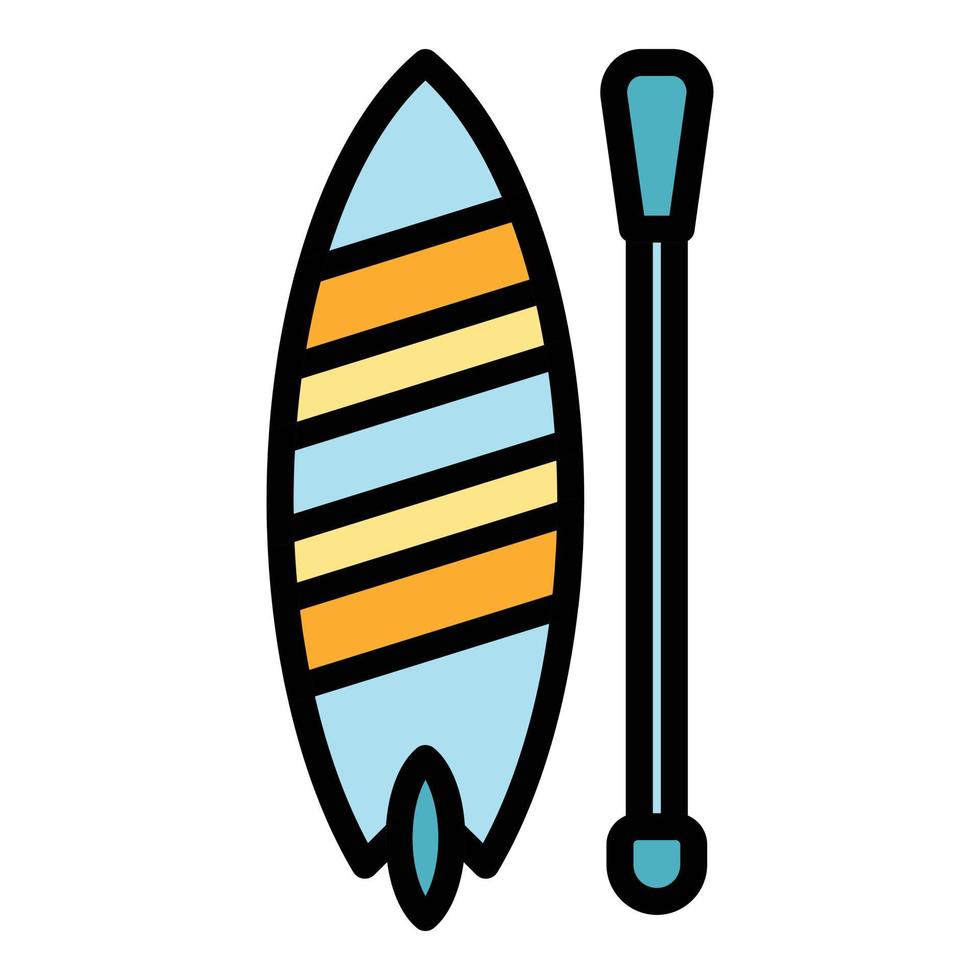 supera surfing paddla ikon Färg översikt vektor