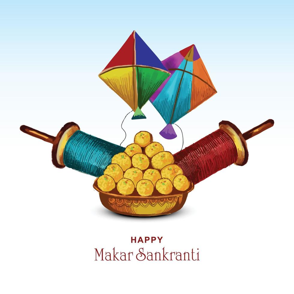 glad makar sankranti holiday india festival bakgrund vektor