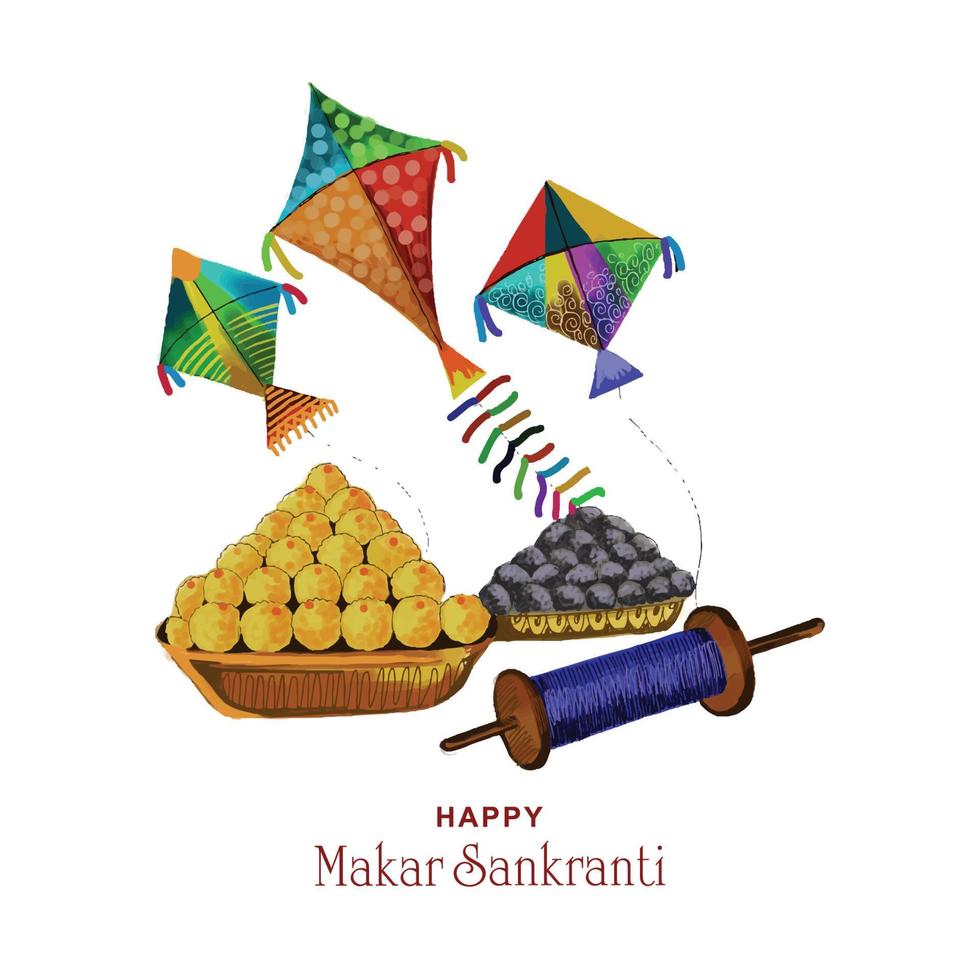 Happy Makar Sankranti bunte Drachen für das Festival of India vektor