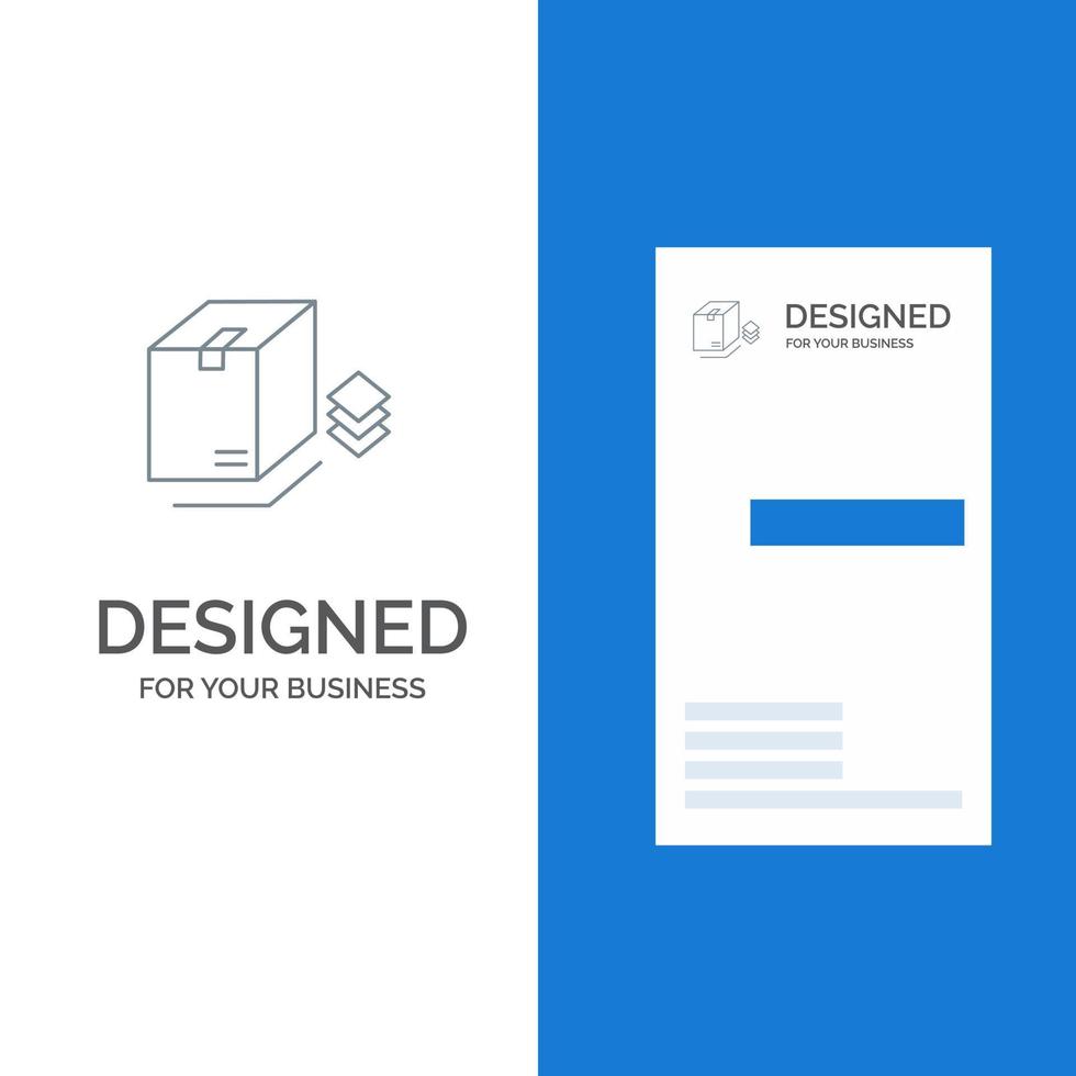 Box-Überraschungsverpackungsbündel graues Logo-Design und Visitenkartenvorlage vektor