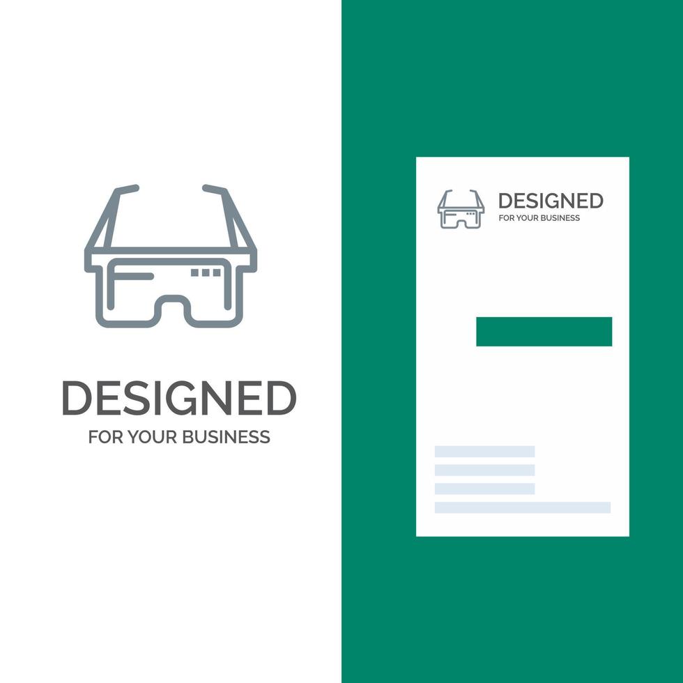 virtuell glasögon medicinsk öga grå logotyp design och företag kort mall vektor