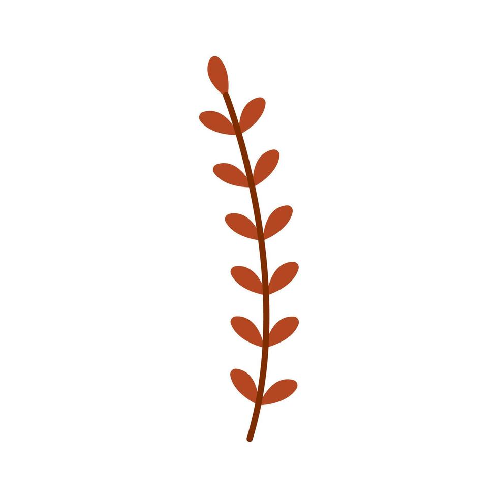 höst kvist med brun löv enkel illustration vektor isolerat