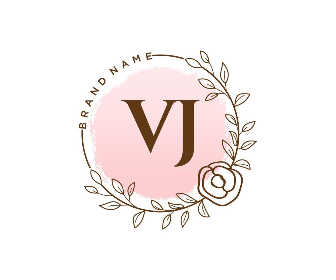 anfängliches vj feminines Logo. verwendbar für Natur-, Salon-, Spa-, Kosmetik- und Schönheitslogos. flaches Vektor-Logo-Design-Vorlagenelement. vektor