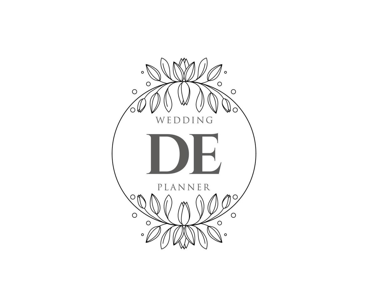 de initials brief hochzeitsmonogramm logos sammlung, handgezeichnete moderne minimalistische und florale vorlagen für einladungskarten, save the date, elegante identität für restaurant, boutique, café im vektor