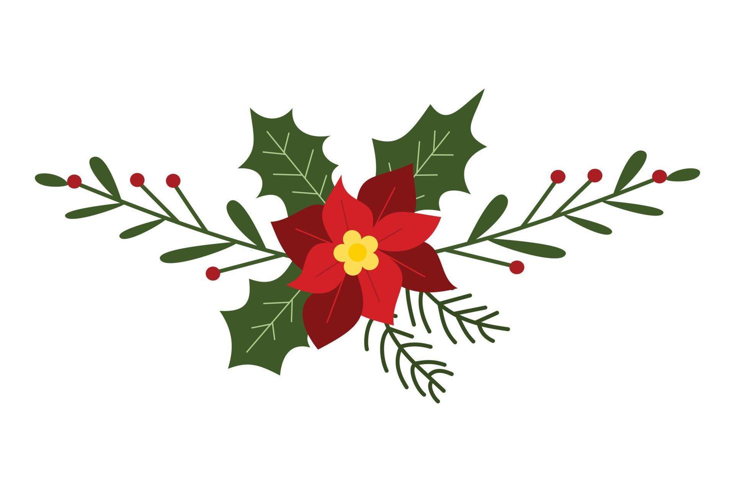 illustration av bär och blomma bukett för jul och ny år dag dekorationer. samling av kransar för vinter- firande ornament vektor