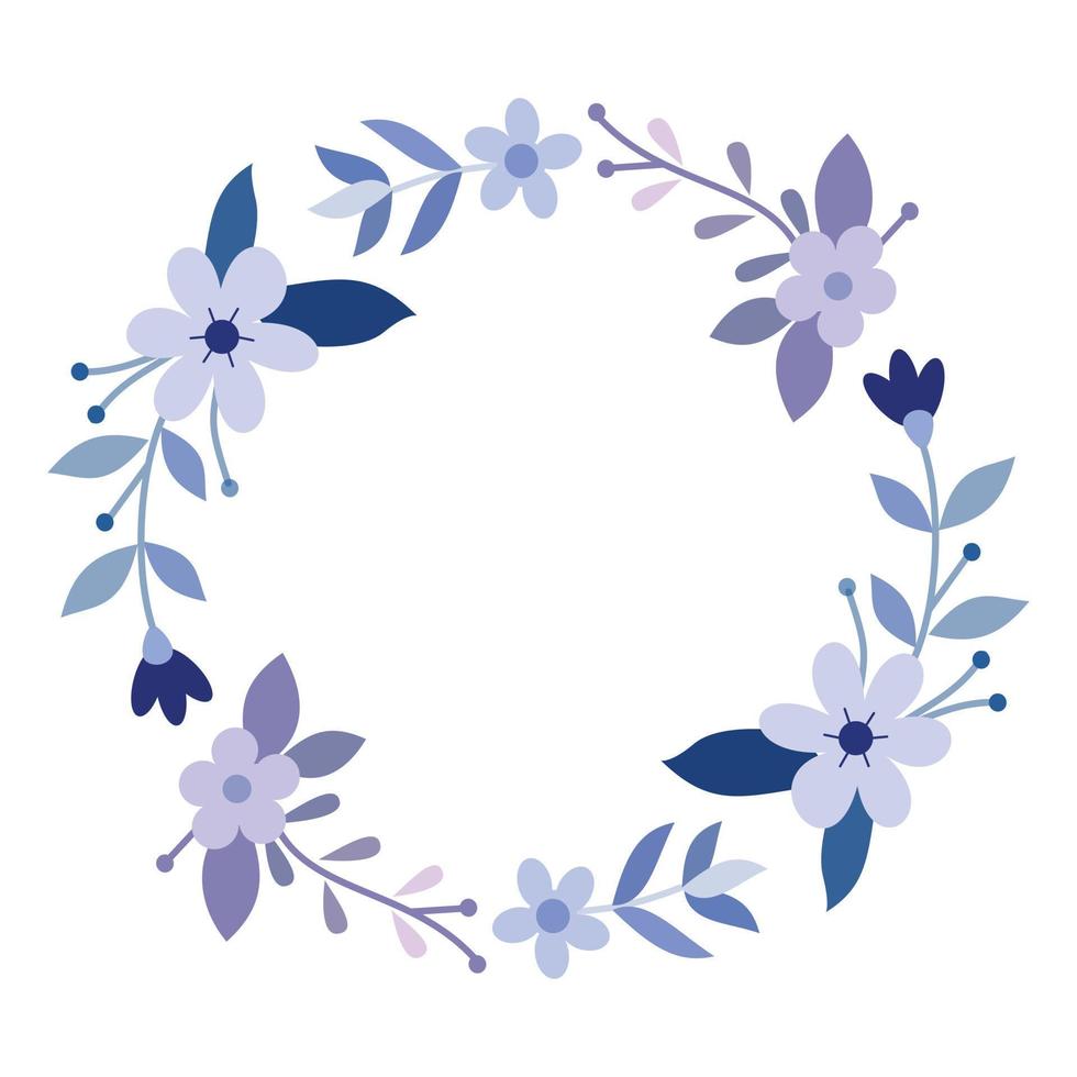 illustration av runda blommor krans för romantisk ram design. minimalistisk blommig för bröllop inbjudan, text kopia Plats och prydnad vektor