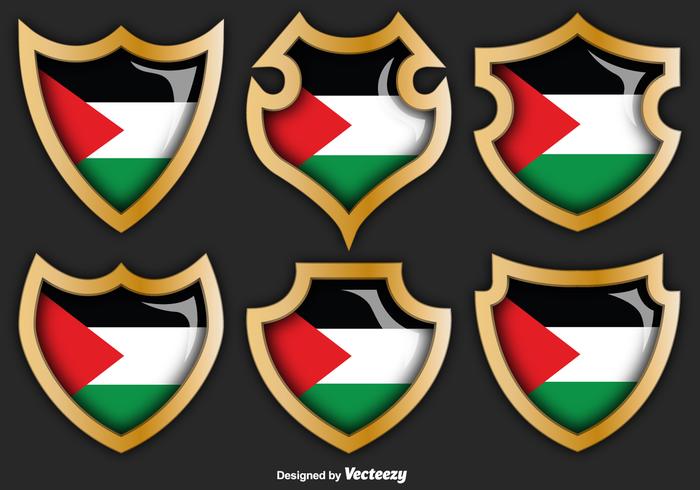 Vector Set von Gaza-Streifen-Abzeichen mit Flagge auf ihnen