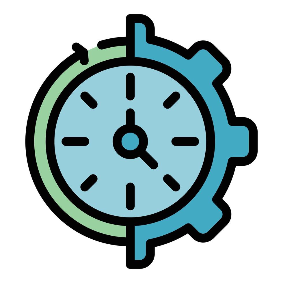redskap hjul tid förvaltning ikon Färg översikt vektor