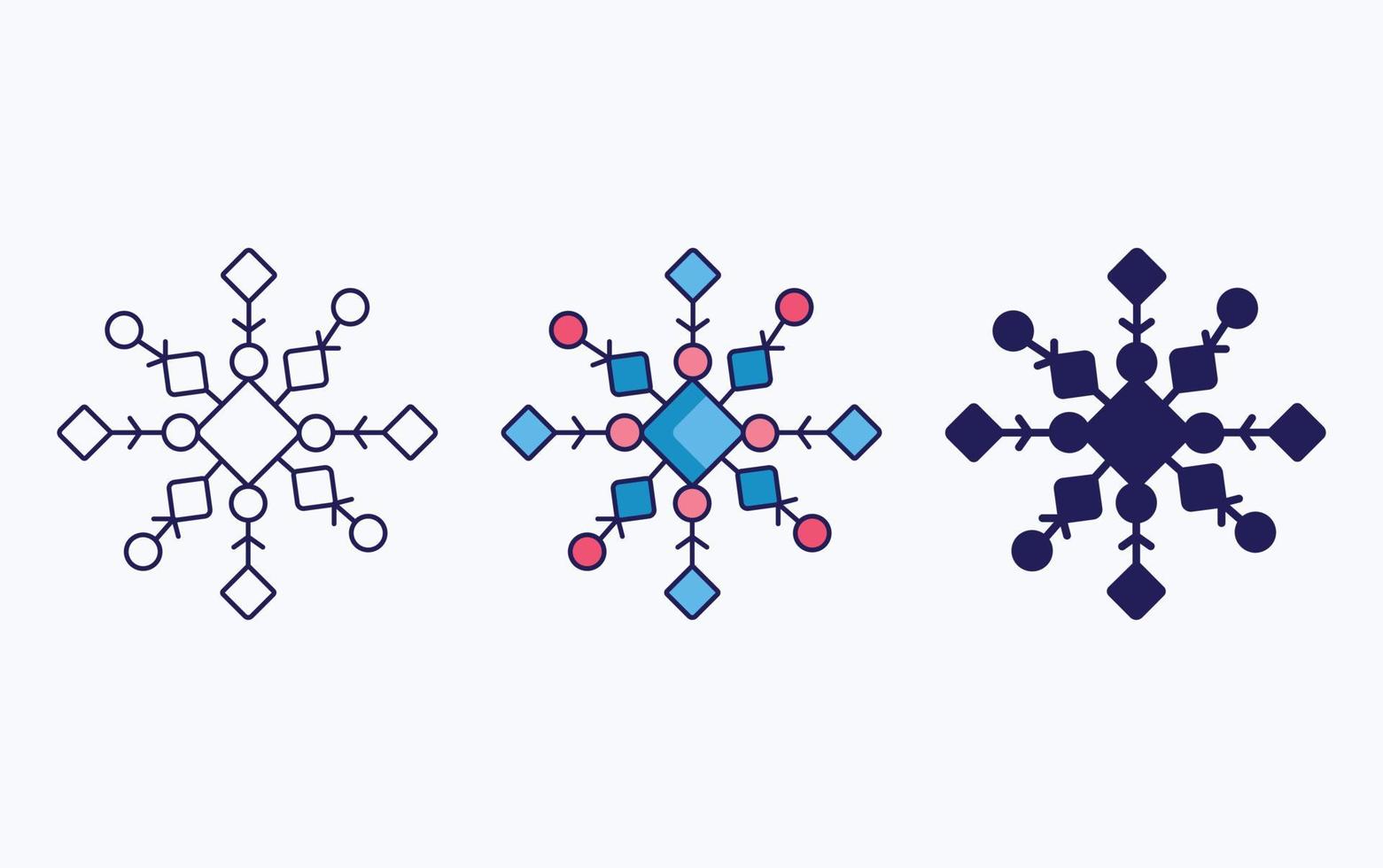 snöflinga linje och glyf ikon, vektor illustration