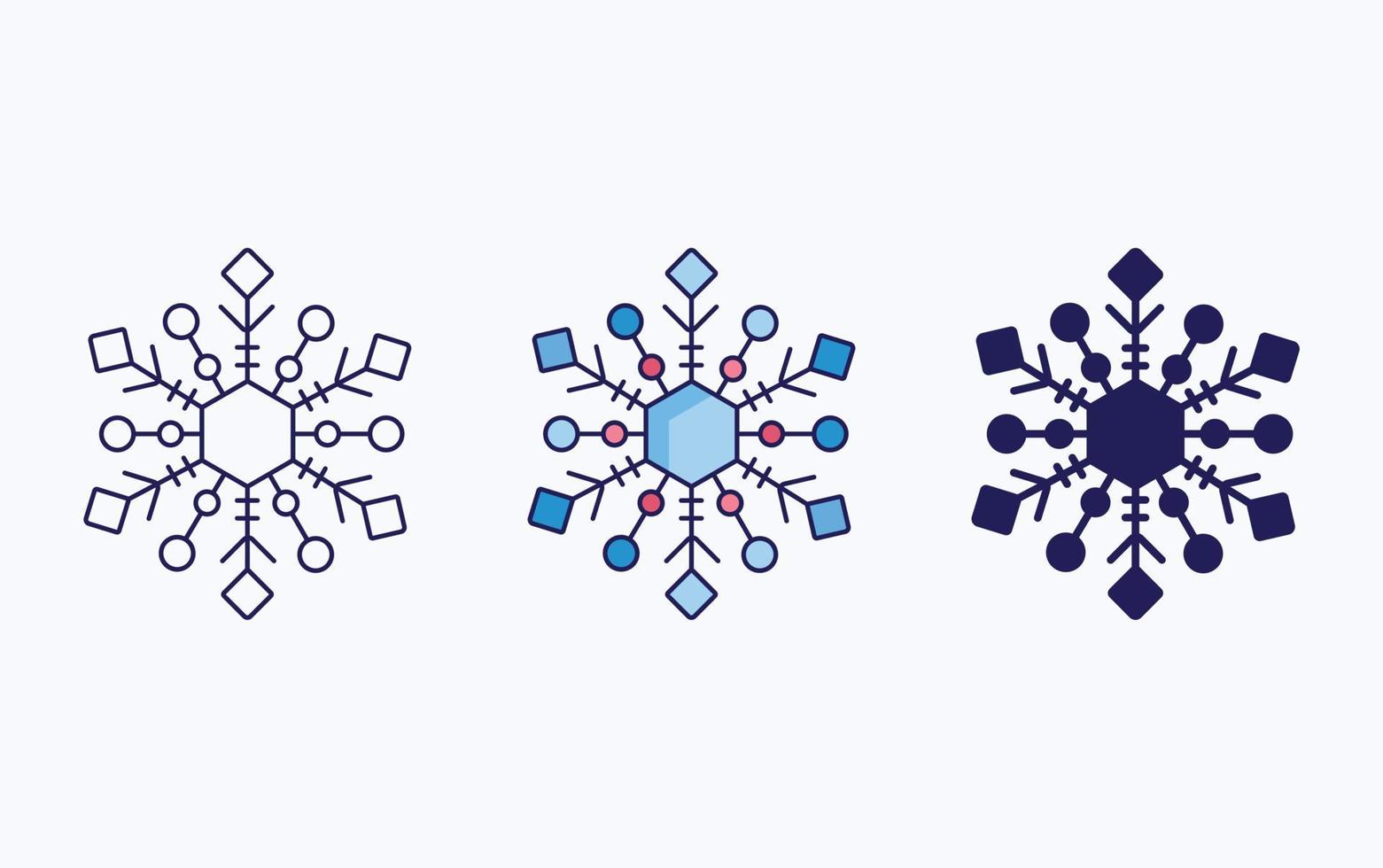 Schneeflockenlinie und Glyphensymbol, Vektorillustration vektor